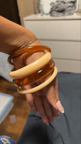 Customer photo review of Vintage Faux Amber Resin Bracelet Set (4-Piece)