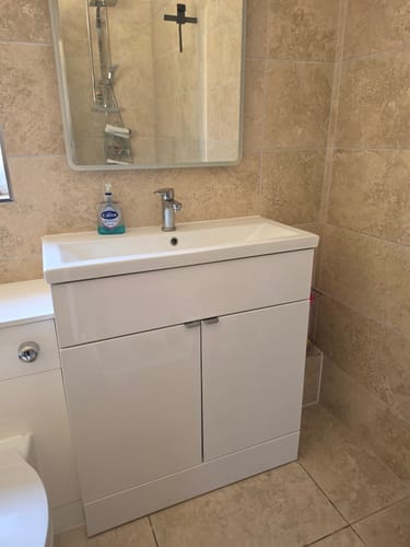 Customer photo review of Hudson Reed Fusion Floorstanding Vanity Unit & Ceramic Basin 800mm (2-Door) - Gloss White