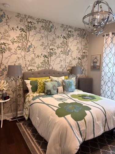 Customer photo review of Thibaut T13622 KATSURA Cream and Lavender Wallpaper