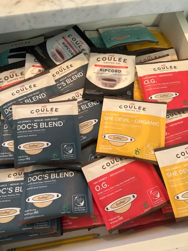 Customer photo review of Core Roast Variety Pack – 20 Pre-Filled Paper EcoPours™