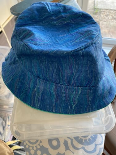 Customer's reversible sun hat made with the cotton fabric from the Free 5 Piece Bundle.