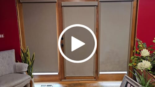 Customer video review of SmartWings Motorized Roller Shades 100% Blackout Dual-Sided Bouvardia