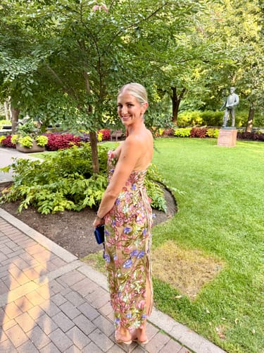 Customer photo review of Sorrento 3D Floral Strapless Maxi Dress by Bronx and Banco - RENTAL