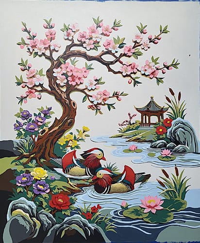 Customer photo review of Cherry Blossom Ducks (Paint by Numbers)
