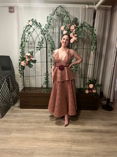 Customer photo review of Almira Midi Dress by Black Halo - RENTAL
