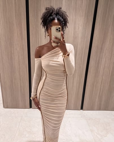 Customer photo review of Ivory Hourglass Midi Dress
