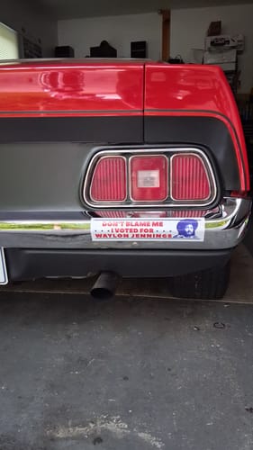 Customer photo review of I Voted for Waylon Jennings Bumper Sticker