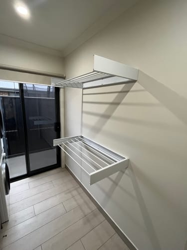 Customer photo review of Wall Mounted Drying Rack - Foldable Indoor and Outdoor Drying Rack