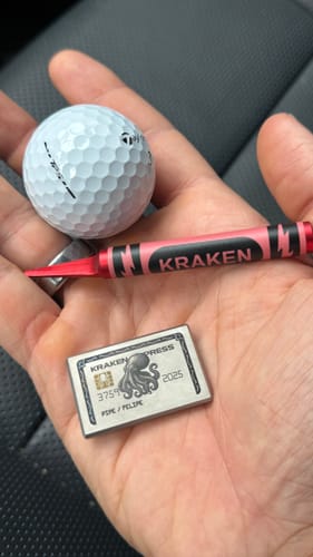 Customer photo review of The Silver Kraken Express Ball Marker | Kraken Titanium Golf Ball Marker
