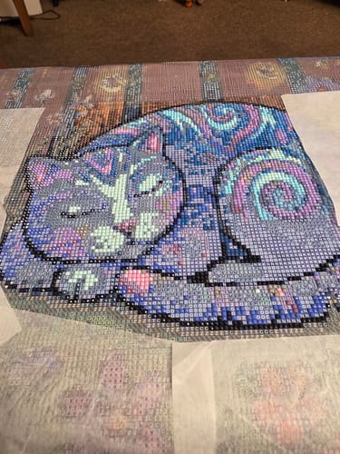 Customer photo review of Moonlit Garden Cats (Diamond Painting)