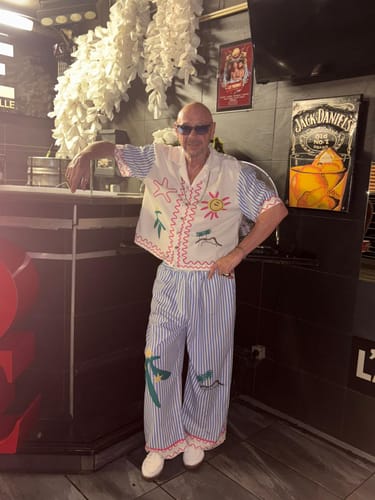Customer photo review of Men's Solid Color Semi Sheer Casual Two Pieces Outfit SKUL53020