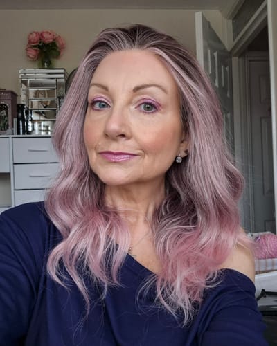 Customer photo review of JBEXTENSION 18 Inches Sakura Pink Pre-Cut 13X6 Free Part Snowflake Lace Frontlace Glueless Wig TERESA PRO - SAKURA PINK【BENDY EAR TABS】