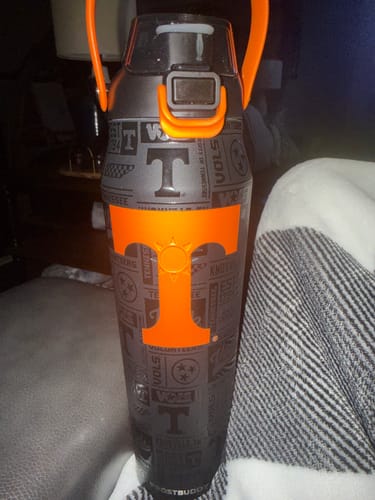 Customer's Bottle Buddy 32oz Tennessee Volunteers water bottle with orange logo and matching carry strap.