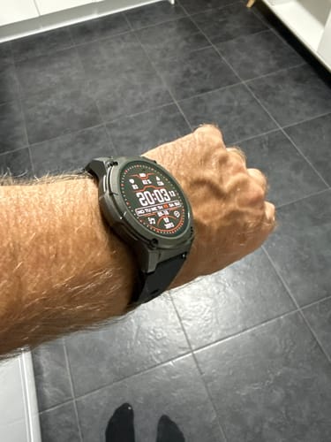 Customer's Gard Pro Ultra 3 watch with a dark digital interface worn on a person's wrist.