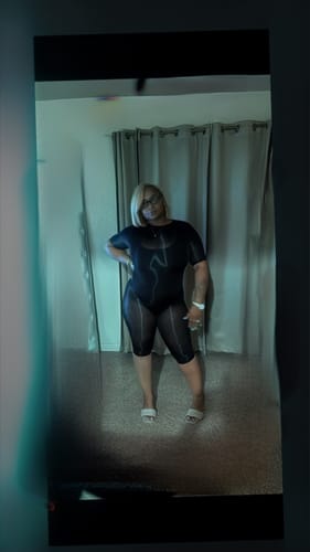 Customer photo review of Body Gloss Capri Jumpsuit