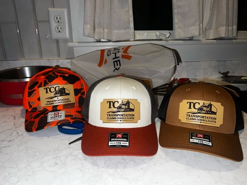 Customer photo review of DyeCharm Custom Leather Patch Hats