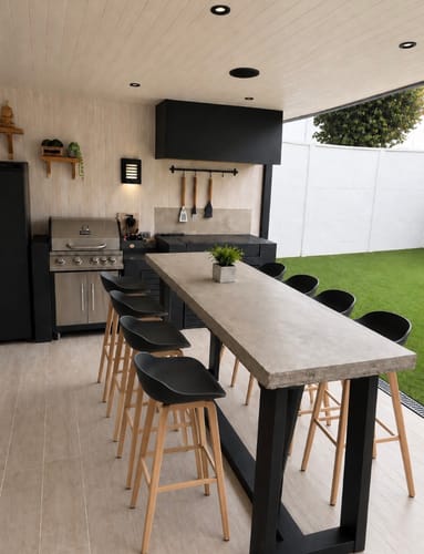 Reseña con foto de un cliente sobre Pack de 6 Taburetes Nordico Piso de Bar - Negro