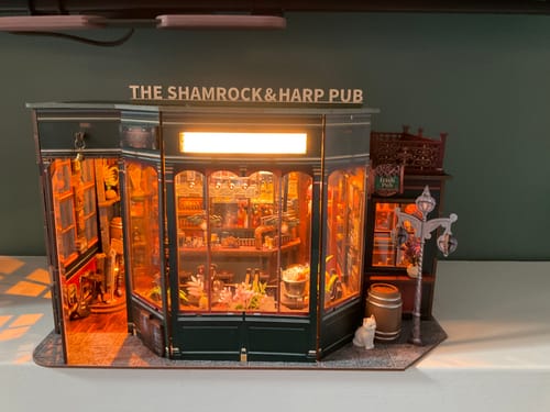 Customer photo review of Shamrock & Harp Pub DIY Miniature Dollhouse Kit