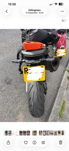 Customer's KTM 790/890 motorcycle rear view with a newly installed number plate light and rear indicator.