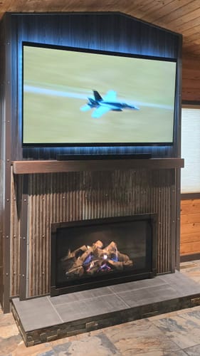 Customer photo review of Flat Sawn Non-Combustible Concrete Mantel Shelf Maduro Finish