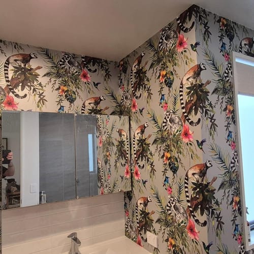 Customer photo review of Lemur Wallpaper – Silver