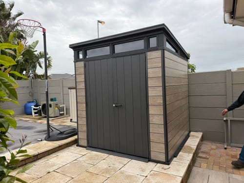 Customer photo review of Signature Collection: 7x7ft (2.1m x 2.1m) Pent Shed Ashwood