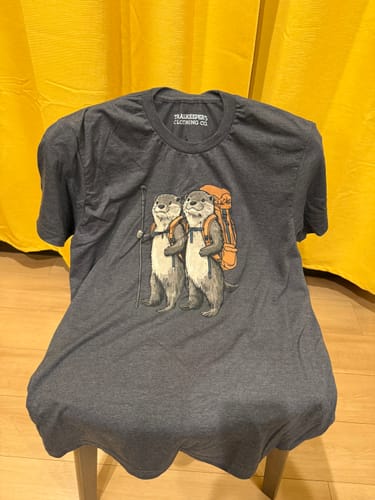 Customer photo review of Otter Backpacker Couple T-Shirt