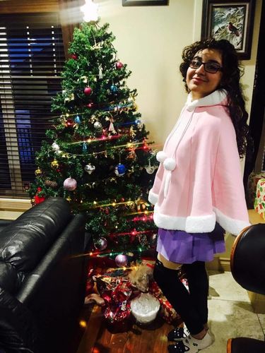 Customer photo review of [11 Colors] Winter Candy Fleece Cloak Coat Hoodie Cape SP141334