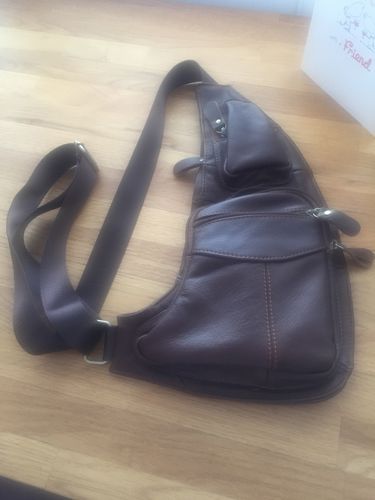 Verified rider photo review of Leather Sling Chest Bag