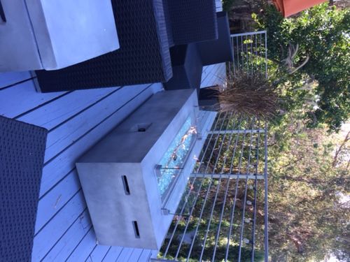 Customer photo review of 60" Rectangular Outdoor Propane Gas Fire Pit Table in Gray