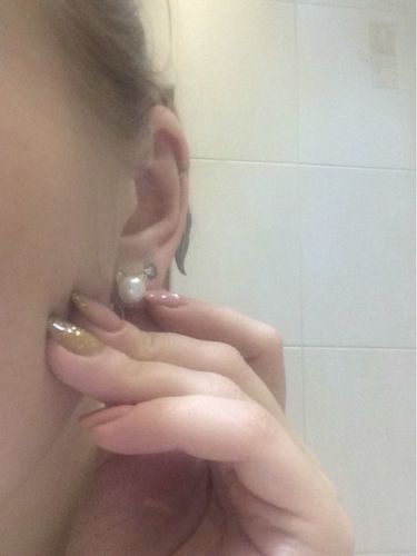 Customer photo review of Cute Cat Earrings