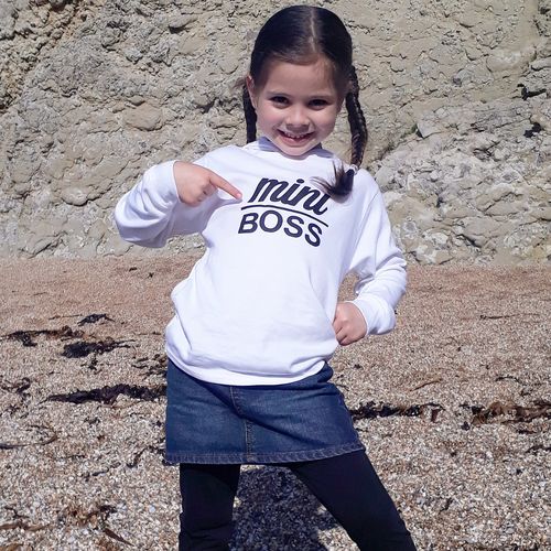 Customer photo review of Mini BOSS Hoody White (0-6 Years)