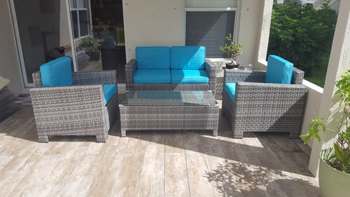 Customer photo review of Nico 4 Piece Outdoor Conversation Sofa Set in Gray
