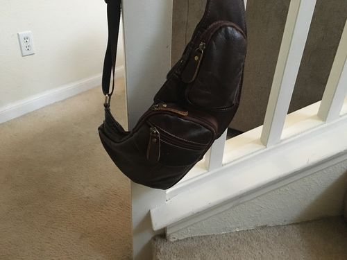 Verified rider photo review of Leather Sling Chest Bag