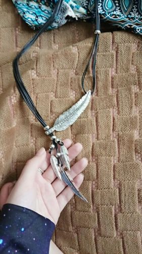 Customer photo review of Tribal Feather Necklace
