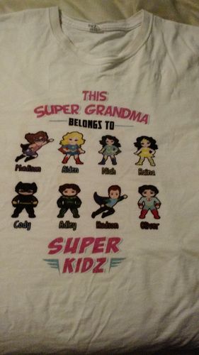 Customer photo review of This Super Grandma Belongs To Super Kids" T-Shirt
