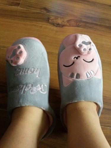 Customer photo review of Cute Cozy Cat Paw Slippers