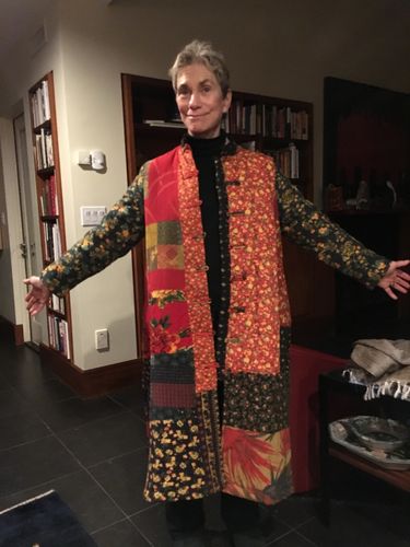 Customer photo review of Women winter retro style cardigan cotton linen Overcoat
