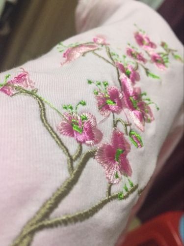 Customer photo review of SAKURA EMBROIDERY CUTE PINK COLOR SLEEVE T-SHIRT