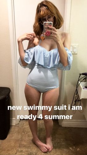 Customer photo review of M/L/XL Black/Blue/Pink Ruffled Doll One-Piece Swimsuit SP165907