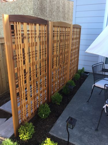 Customer photo review of Hampton Cedar Landscape Screen, 65"H, Tan, set of 3