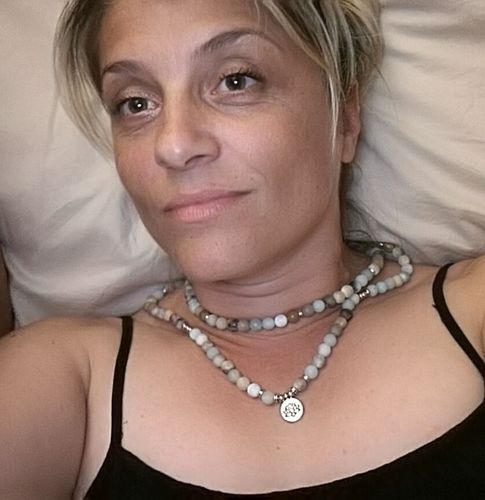 Customer photo review of Bracelet ou collier Mâlâ "Lotus" en Amazonite