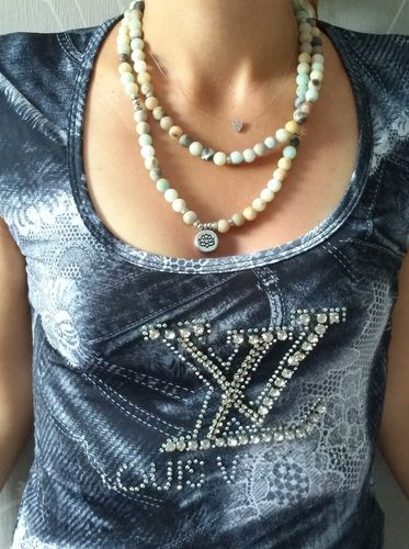 Customer photo review of Bracelet ou collier Mâlâ "Lotus" en Amazonite