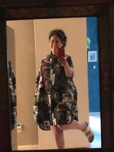Customer photo review of Women Retro Loose Printing Cotton Green Dress