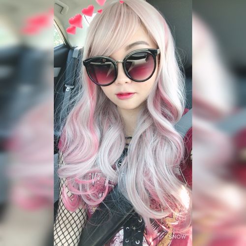 Customer photo review of Gradual Change Pink Lolita Long Curly Wig SP178696