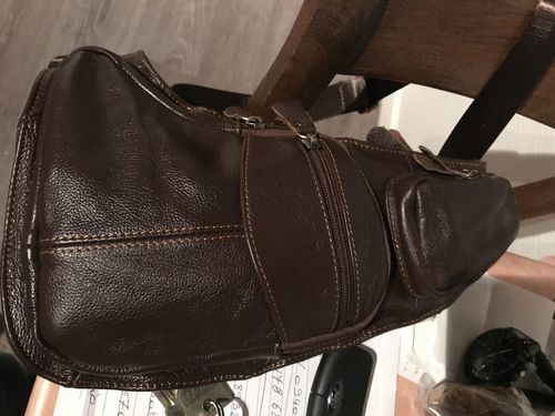 Verified rider photo review of Leather Sling Chest Bag