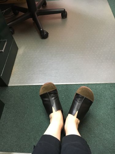 Customer photo review of Fashionable Leather Retro Splicing Black Women Single Shoes
