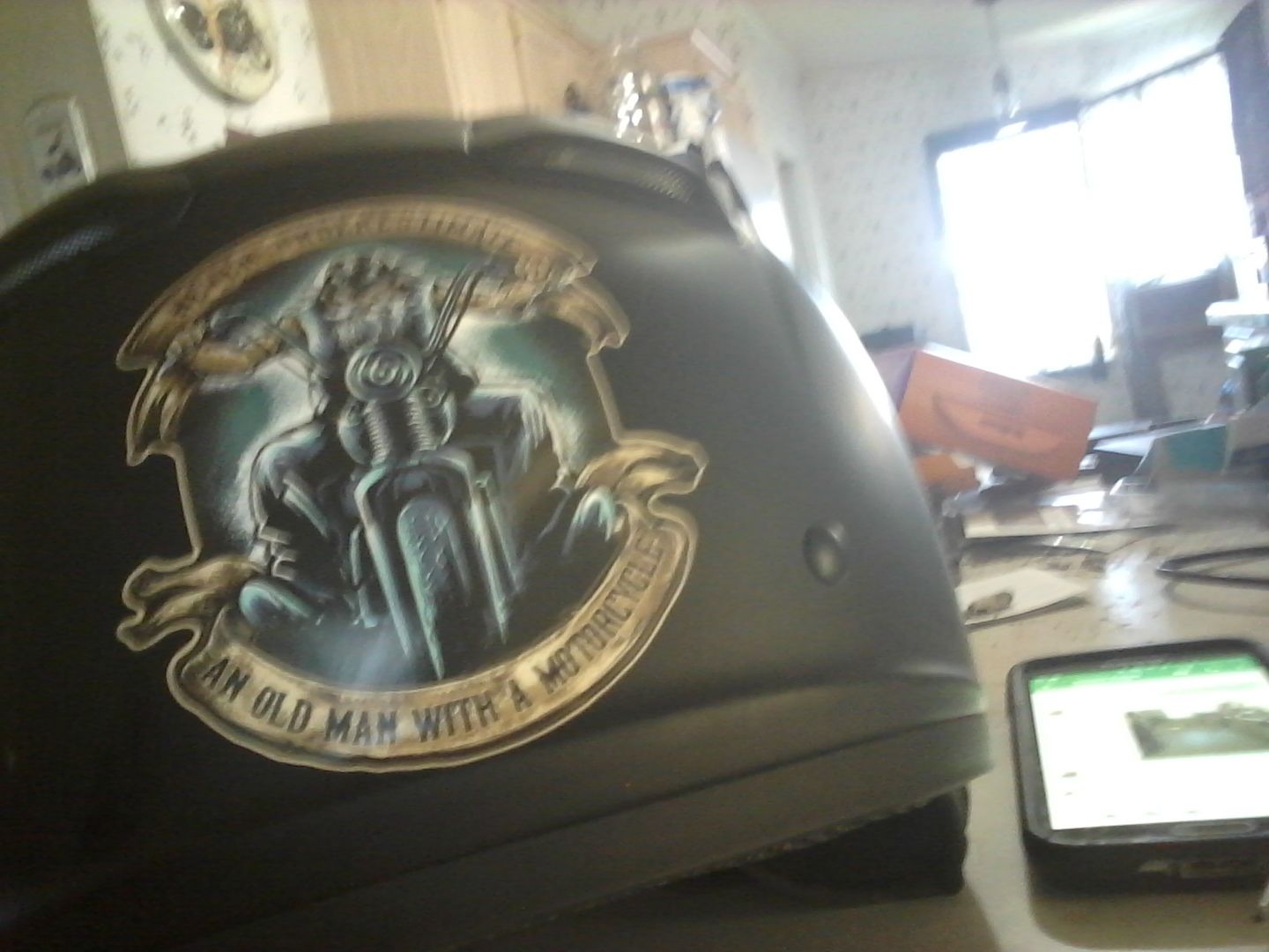 Customer photo review of Never Underestimate an Old Man with a Motorcycle 4" Decal