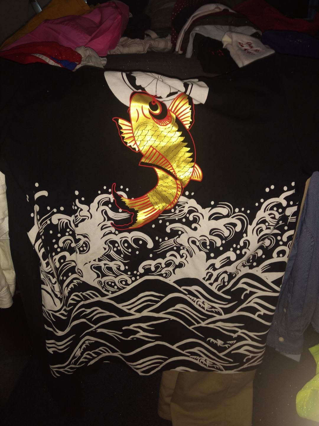 Customer photo review of The Golden Koi Painted T-shirt