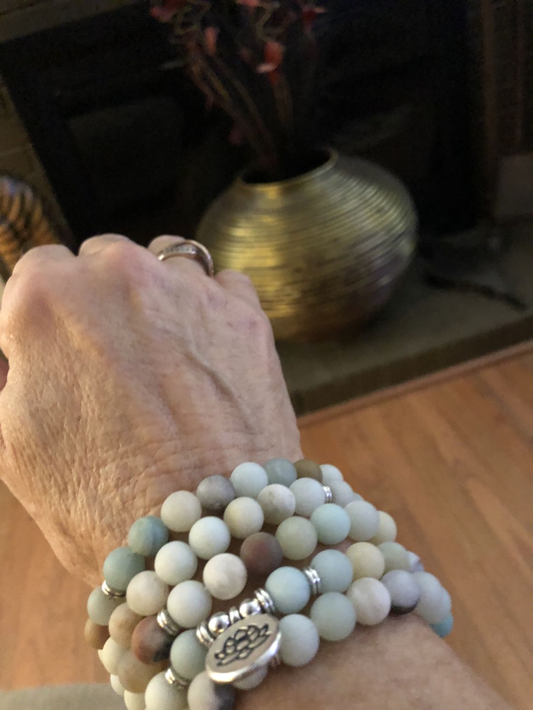 Customer photo review of 108 Natural Matte Amazonite Stone Mala Prayer Beads